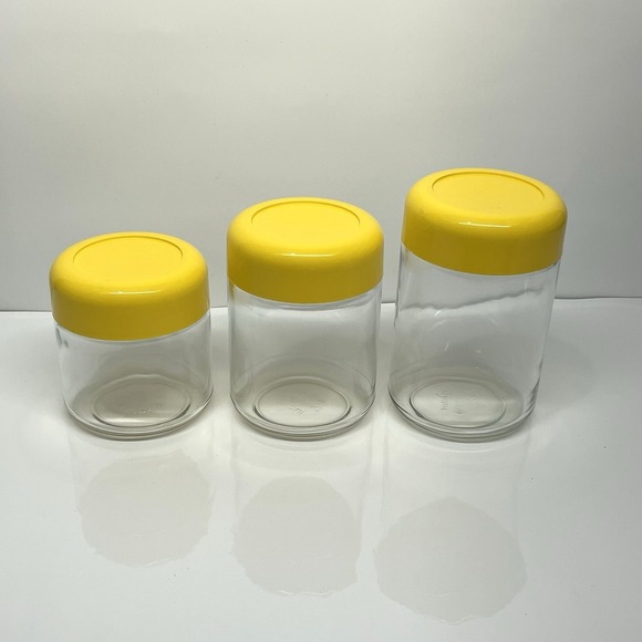 HELLER DESIGNS Other - Heller Designs Massimo Vignelli Vintage Yellow Lid Jars Canisters MCM Set Of 3